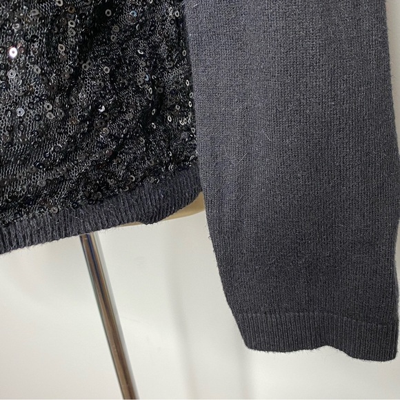 Elle Black Sequin Front Crew Neck Sweater - Picture 7 of 9